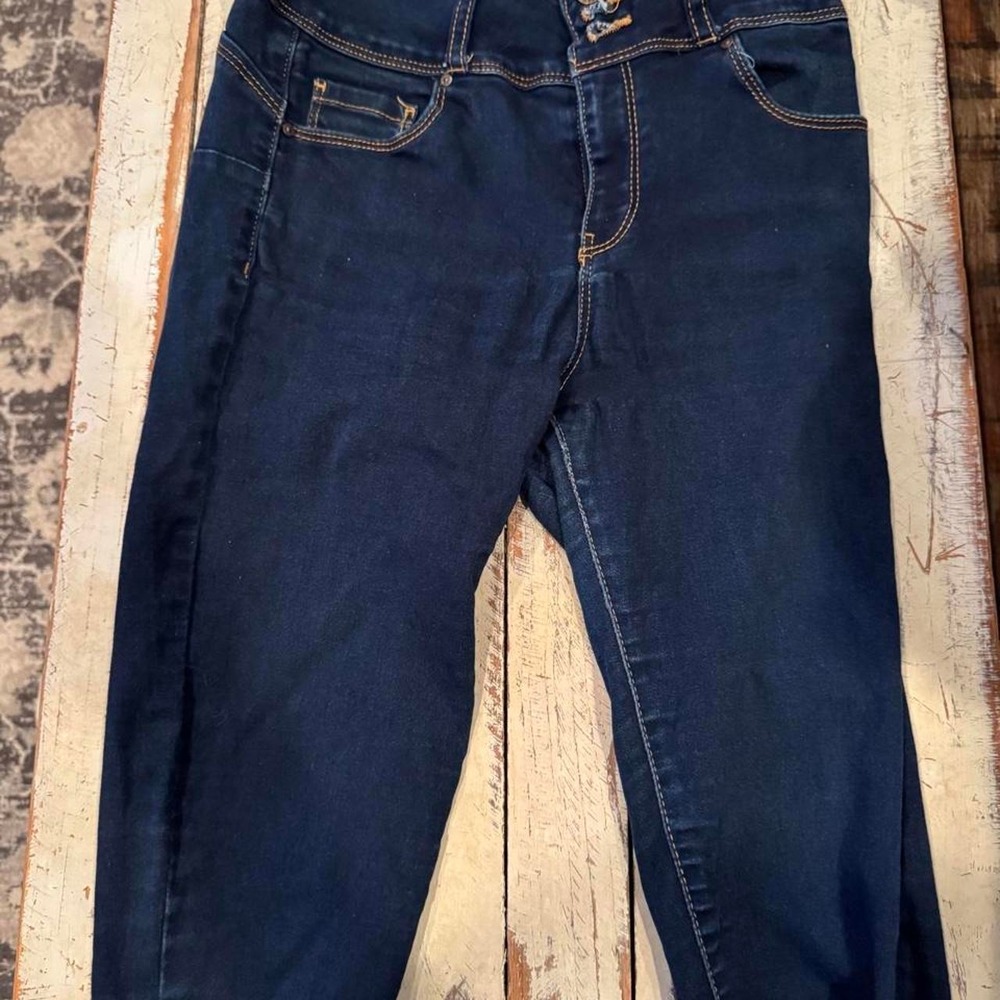 Wax Jean Butt I Love You High Waisted Skinny Jeans Indigo Blue Size 7